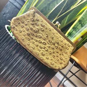 Vintage ostrich leather small clutch
